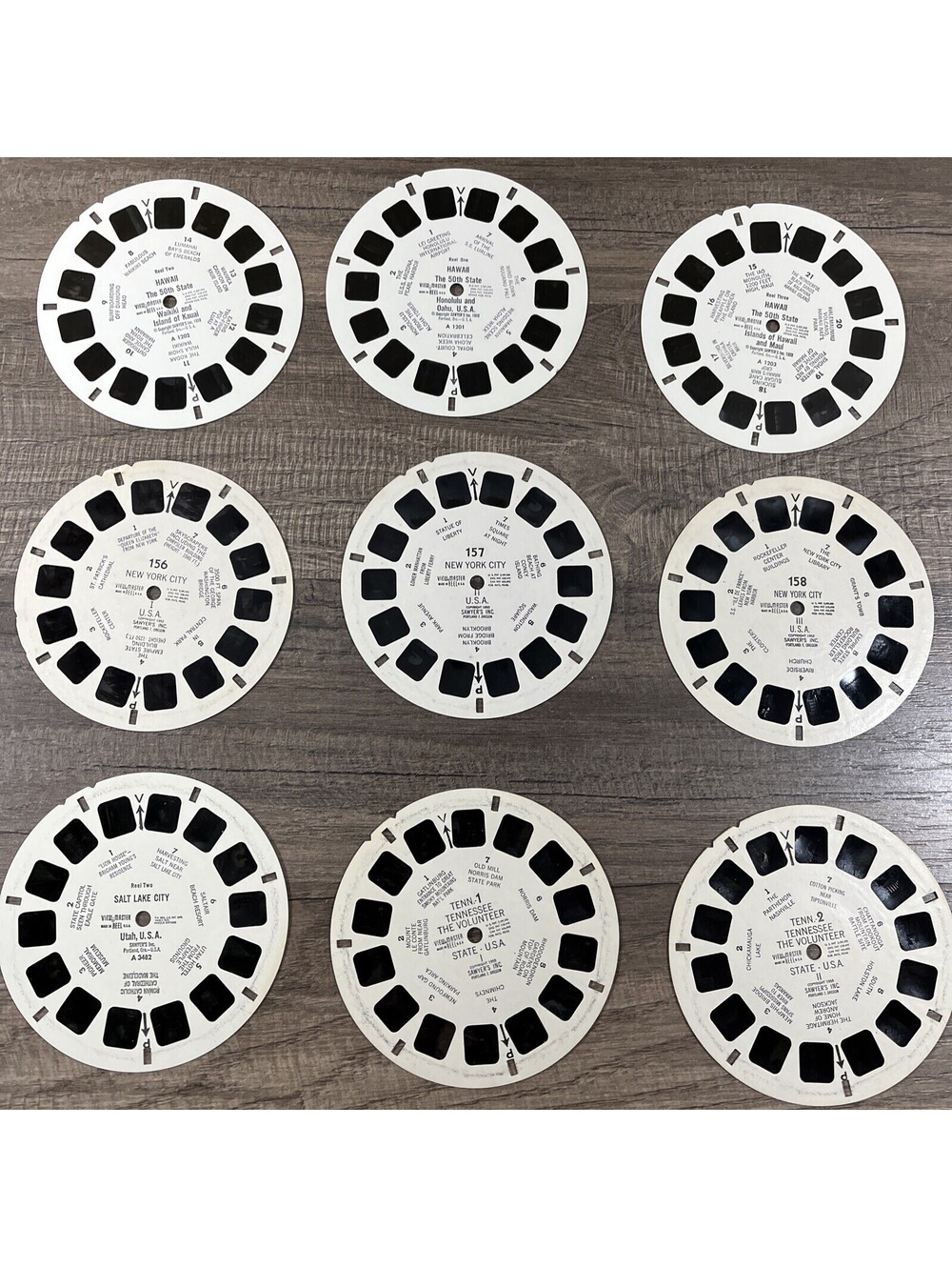 Vtg Sawyer’s View Master Reel Lot Of 9 NY, HI, TN, UT